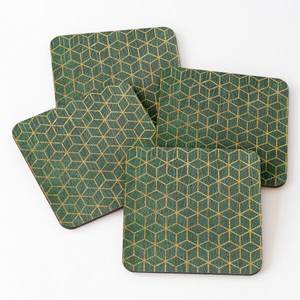 6019 Mango Wood/Acacia Wood Over Printed Tea Serving <b>Coasters</b> 4 Pieces <b>Set</b> - Product Image 3