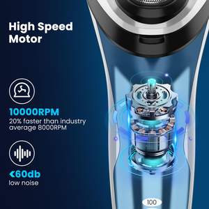 Afeitadora Eléctrica Inalámbrica para Hombre, Uso en Seco y Húmedo, Recargable con Fuente de Alimentación USB, Tecnología Impermeable IPX7, Azul, para Afeitar la Cara - Product Image 3