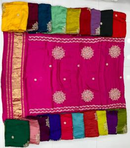 Pure Viscose Gaji Silk Dupatta Longueur de 2.50 mètres, douceur de qualité supérieure et brillance élégante avec des détails complexes, disponible - Product Image 5