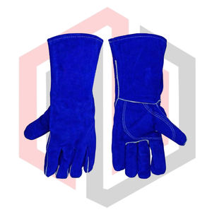 Guantes de Soldadura de Cuero Azul, Textura Suave, Puño de Punto, 11 oz, 14 Pulgadas, Palma Reforzada, Resistentes al Calor, Antiestáticos, para Soldadura MIG, TIG, Stick, Barbacoa - Product Image 5