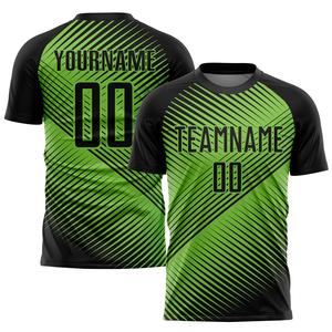 Maillot de football pour hommes vert néon et noir, uniforme personnalisé avec logo, nom, numéro, tenue de football, léger, respirant, vêtements de match - Product Image 2