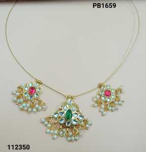 Indian Motipearl último estilo tradicional y de moda flor forma chapado en oro joyería y gargantilla collar conjunto para mujer - Product Image 1