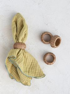 Derniers anneaux de serviette en rotin de forme ronde de qualité supérieure pour les fêtes de mariage et les décorations de table de restaurant - Product Image 5