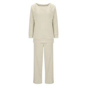 Ensemble de jogging décontracté 2 pièces personnalisé pour femme, en tissu éponge 100% coton, pantalon de survêtement de sport et sweat à capuche unisexe oversize anti-boulochage vierge - Product Image 3