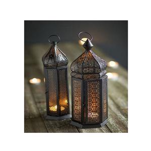 Metal And <b>Glass</b> Hanging Lantern <b>Set</b> <b>Of</b> Two Different Size And Shape Lantern For Home Decor Accessories - Product Image 2