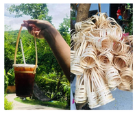 Porte-gobelet en bambou durable pour les cafés écologiques, porte-gobelet en bambou vietnamien artisanal, emballage vert OEM en vrac