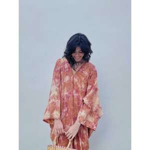 Vestido Largo Kaftan Tie Dye para Mujer, Cuello en V, Corte Holgado, Ecológico, Lavable, Estilo Bohemio Natural, Ropa de Verano para Vacaciones - Product Image 2