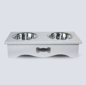 Double <b>Bowl</b> <b>Raised</b> <b>Dog</b> Feeding Station Rustic Pet Feeder with Steel <b>Bowl</b> Pet Feeding Table with Steel <b>Bowl</b> <b>Stand</b> - Product Image 3