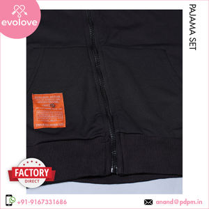 100% algodón solo Jersey tipo de tela señoras ropa de dormir de punto mangas completas 2 piezas conjunto de pijama con capucha para mujer - Product Image 5