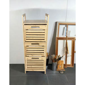 Solución de almacenamiento de torre de despensa de 3 cajones de bambú macizo - Product Image 6