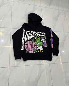 Sweats à capuche en molleton de coton 400 Gsm de haute qualité avec sérigraphie respirante fermeture à glissière avant et arrière coton de base mélangé pour hommes - Product Image 1