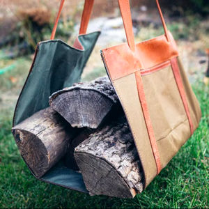 Fait à la main toile bois sac de transport porte-bûches bois rassemblement Camping pour bois bois de chauffage stockage CWR-0030 - Product Image 1