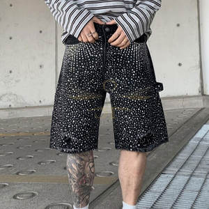 กางเกงขาสั้นสำหรับผู้ชายกางเกงขาสั้นพลอยเทียมสีตัดกันทำจากพลอยเทียม - Product Image 2