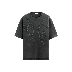 Summer 2024 Custom Logo Vintage <b>Acid</b> Washed Solid Digital Printing 100% Cotton Breathable Canvas Cropped <b>Drop</b> Shoulder Regular - Product Image 1