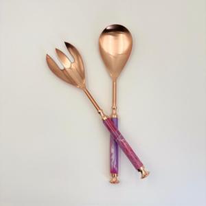 Stylish Copper Finish Stainless Steel <b>Salad</b> <b>Spoon</b> Fork Set Premium Quality Elegant Design Perfect for Luxury Dining Gifting Use - Product Image 2