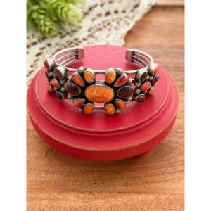 Kathleen Chavez Fashion <b>Cuff</b> <b>Bracelet</b> Multi-Strone & Sterling <b>Silver</b> Cluster Design - Product Image 1