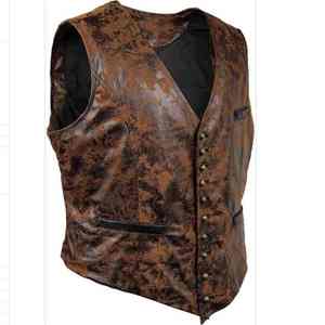 Abrigo de cintura personalizado para hombre sin mangas nuevo diseño de remaches chalecos de piel sintética con servicio OEM - Product Image 2
