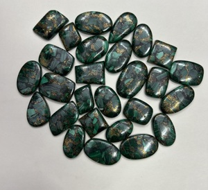 Lote al por mayor de piedras preciosas de cabujón turquesa de cobre de malaquita natural, varias formas, tamaños, fabricación de joyas personalizables, piedras preciosas - Product Image 1
