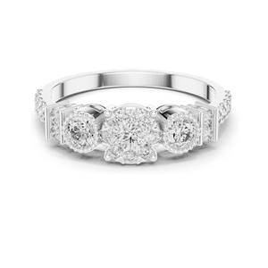 Bague multi-pierres en diamant de laboratoire 0,586 CT pour femme, clarté VVS-VS EF, or 18 carats, 14 carats, 10 carats et argent 925, rose, jaune, blanc - Product Image 2