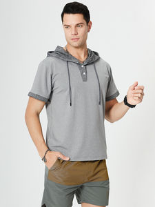 Pull à capuche en coton décontracté et actif pour hommes pour l'été Sweat à capuche à manches courtes Motif imprimé Vente en gros Printemps - Product Image 3