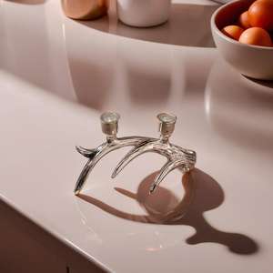 Soporte de vela de dos luces pulido de aluminio plateado, nuevo diseño, candelabro de Metal con asta para Home Hotel para Navidad - Product Image 1