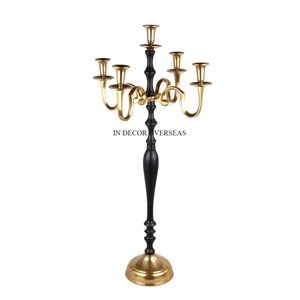 Portavelas de 5 niveles de Metal resistente de diseño elegante chapado en oro de alta calidad con revestimiento en polvo de Color negro - Product Image 1