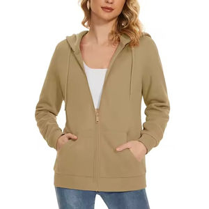 Sudaderas con capucha con estampado personalizado para mujer, con logotipo frontal, antipilling, transpirable, de punto, de algodón, con hombros caídos - Product Image 1