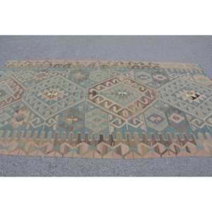 Tapis Turc Vintage 9x12 Ethnique Patchwork Design Vert Beige Tapis en Laine avec Support en Latex pour Décorations de Salon - Product Image 3
