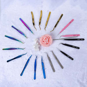 แหนบขนตาสแตนเลสสีรุ้งสีทองสีฟ้าคอลแลร์ขนตาอุปกรณ์ความงามขนตาปริมาณสูงโลโก้ตามสั่ง - Product Image 5