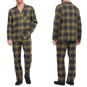 Conjunto de Pijamas de Algodón 100% de Alta Calidad Personalizado para Hombre, Ropa de Dormir para Otoño, Ropa de Casa, Traje de Noche - Product Image 1