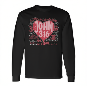 Maglietta a Maniche Lunghe 'Sei Amato' con Versetto di San Giovanni 3:1, Prodotto Elegante per Promozioni Personali o Chiese - Product Image 2