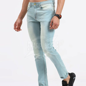 2024 Top Selling Lightweight 100% Cotton Knitted Men's <b>Jeans</b> Pant Private Label Straight Breathable High Street Casual Style - Product Image 2