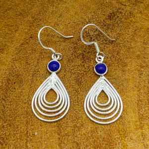 Natural Lapis Sterling <b>Silver</b> <b>Drop</b> <b>Earrings</b> Party Wear Jewelry for Weddings Gift - Product Image 3