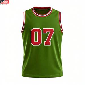 INDEX SPORTSWEAR เสื้อบาสเก็ตบอล สีเขียว สีแดง หมายเลข 07 แขนกุด คอกลม แห้งเร็ว ชุดทีมสำหรับผู้ใหญ่แบบยูนิเซ็กซ์ - Product Image 1
