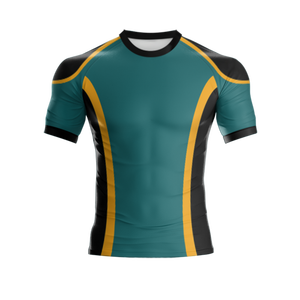 Camiseta de Rugby Personalizada Azul y Roja, Impresa por Transferencia de Calor, 100% Poliéster, de Alta Calidad, Transpirable, Cómoda y Antibacteriana - Product Image 5