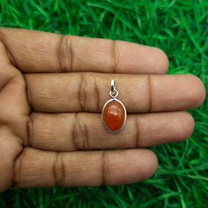 ทำด้วยมือ925จี้เงินแท้คุณภาพดีพลอยคาร์เนเลี่ยนทรงวงรีมีเพชรดีไซน์เครื่องประดับที่ไม่เหมือนใครด้านหลังเรียบ - Product Image 3