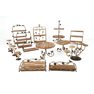 Venta al por mayor de metal dorado y soporte de madera para tartas para bodas, fiestas, cumpleaños, eventos a bajo precio - Product Image 1