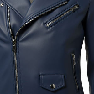 Wholesale Ladies <b>Navy</b> Blue Leather Biker Jacket Custom Service Genuine Motorbike Style Leather <b>Coat</b> Bulk Professional Grade - Product Image 6