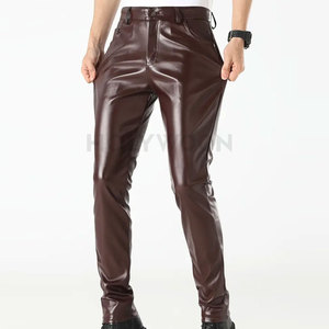 Stylish Men Leather Pants Street High Quality Straight Mid Rise Waterproof Lightweight Comfortable Fit for Outdoor Daily Wear - Product Image 3