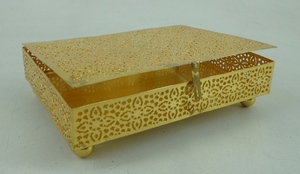 Boîtes à bijoux plaquées or, boîte de rangement pour articles, fêtes, femmes, forme rectangulaire, boîte à bijoux décorative personnalisée en métal, maison - Product Image 2