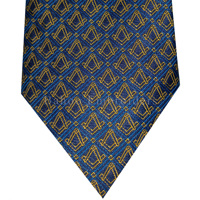 CRAVATE BLEU REGALIA MAÇONNIQUE AVEC LOGO CARRÉ ET COMPAS-CRAVATE FRANC-MAÇON CRAVATE MAÇONNIQUE BLEUE
