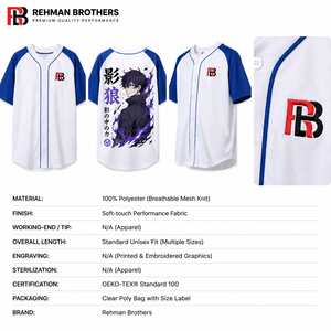 เสื้อเบสบอลผู้ชายสั่งทำพิเศษสุดหรู - ผ้าโพลีเอสเตอร์ด้านสีดำ สไตล์สตรีทแวร์ ปักลายโมโนแกรมแบบโทนสี ติดกระดุมด้านหน้า - Product Image 6