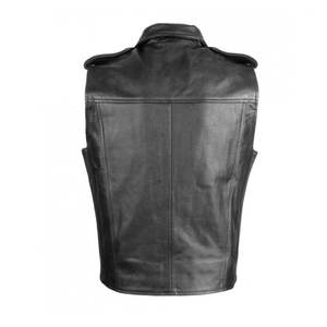 2025 vente la plus chaude hommes véritable Vintage peau de vache marron motard équitation sans manches moto cuir gilet - Product Image 2