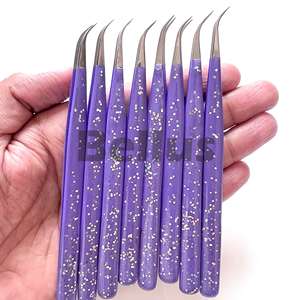 Venta al por mayor de pinzas de extensión de pestañas con logotipo personalizado punta de fibra de precisión herramientas de pestañas para profesionales del salón - Product Image 6