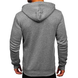 Mens Fitness Workout Cotton-Gray Classic Grey Zipper Hooded Thermal Hoodie For Men Winter - Product Image 3