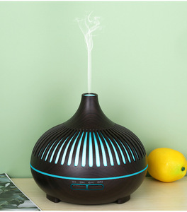 500ml Wood Grain Ultrasonic Aroma <b>Diffuser</b> with Cut-Out Design Remote Control Adjustable Mist <b>LED</b> Lights - Product Image 1