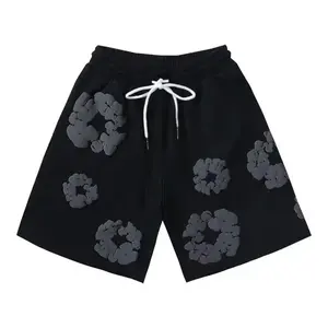 Shorts en coton imprimé tendance d'été, design décontracté ample, taille mi-haute, satin, séchage rapide, respirant, cordon de serrage à l'avant, vente chaude - Product Image 2