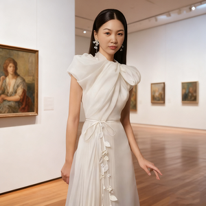 Mới Sang Trọng Đảng Bộ Sưu Tập Tùy Chỉnh Thanh Lịch Dài Buổi Tối Ăn Mặc Với Lưới Và Kỹ Thuật Số In Hoa Trang Trí - Product Image 3