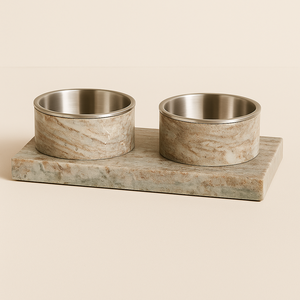 ชามอาหารสัตว์เลี้ยงเดี่ยวทำจากหินสีดำพร้อมตัวเสียบสเตนเลสสตีลถอดออกได้ออกแบบให้สุนัขและแมวหรูหราไม่ลื่นทำความสะอาดง่าย - Product Image 5