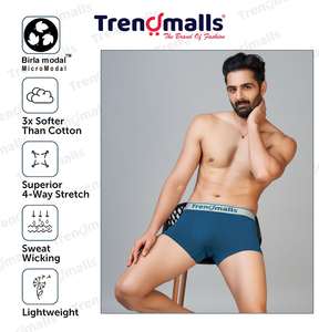 Trendmalls Hombres Birla Micro Modal Trunks Peinado Microfibra Elastano Estiramiento Calzoncillos sólidos Transpirable Punto Airforce Cintura - Product Image 2